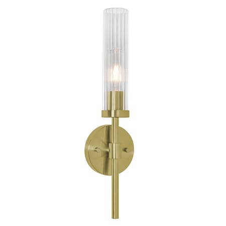 Afx Huntington 18'' Wall Sconce, Clear Ribbed Glass Shade, Light Antique Brass Finish HNTS0518MBLB